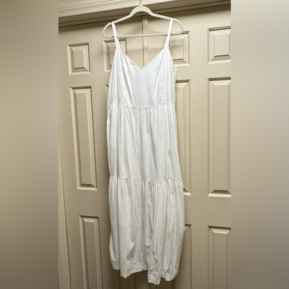 Old Navy 100% Cotton white maxi dress CAMI style lined w/adjustable straps LARGE - Picture 4 of 11